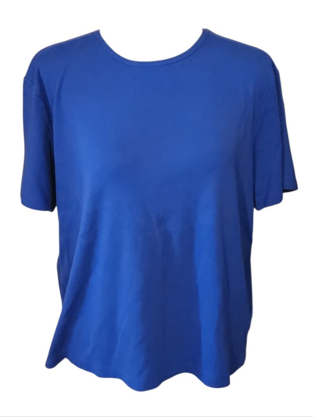 Hannah Women's Large  Crewneck Short-Sleeve Top in Blue 100% Cotton